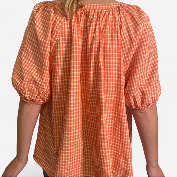 St. John's Bay Coral Checkered Blouse - Picture 4 of 5